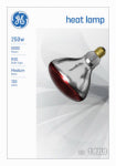 GE GE 37771 Heat Bulb, 250 W, R40 Lamp, E26 Medium Lamp Base, Red Light, 5000 hr Average Life ELECTRICAL GE