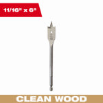 MILWAUKEE ELECTRIC TOOL CORP Wood Spade Drill Bit, 11/16 x 6 In.