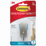 3M COMPANY Bath Hook, Water-Resistant, Satin Nickel, Small HOUSEWARES 3M COMPANY