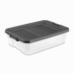 STERILITE Modular Stacking Storage Box, Clear/Gray Lid, 40 Qt.