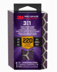 3M Pro Grade Precision DCDA220-PGP-1T 3-in-1 Sanding Sponge, 2-1/2 in L, 4-1/2 in W, 220 Grit, Fine PAINT 3M