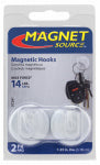 MASTER MAGNETICS White Magnetic Hooks, 14 Lb. Pull, 2-Pk.
