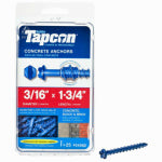 TAPCON Tapcon 24205 Concrete Screw Anchor, 3/16 in Dia, 1-3/4 in L, Steel, Climaseal, 25/PK HARDWARE & FARM SUPPLIES TAPCON