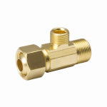 B&K LLC Brass Supply Stop Extender Pipe Tee, 3/8 In. Female Compression x 3/8 In. Male Compression x 1/4 In. Male Compression