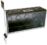 RACO Raco 687 Switch Box, 4-Gang, 16-Knockout, 1/2, 3/4 in Knockout, Steel, Gray, Bracket ELECTRICAL RACO