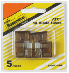 BUSSMANN Bussmann BP/ATC-5-RP Automotive Fuse, Blade Fuse, 32 VDC, 5 A, 1 kA Interrupt AUTOMOTIVE BUSSMANN