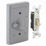 RACO INCORPORATED 1-Gang Weatherproof Switch Cover, Vertical, Toggle Single Pole 125V, 15A Switch Included, Gray ELECTRICAL RACO INCORPORATED