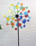 FUSION PRODUCTS LTD. Solar LED Wind Spinner Stick Light, Multi Color Flowers, Crackle Glass Ball, 43 In. High ELECTRICAL FUSION PRODUCTS LTD.