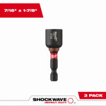 MILWAUKEE ELECTRIC TOOL CORP Shockwave Impact Duty Nut Driver, Magnetic, 1-7/8 x 7/16 In., 3-Pk.
