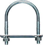 ASSA ABLOY AMERICAS RESIDENTIALI NC U Bolt with Plate & Hex Nuts, #642 Zinc, 3/8 x 2-1/2 x 4 In.