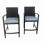 WOODARD CM LLC High Bistro Dining Chair 2-Pc. Set, Steel & Wicker-Look Resin, Cushions