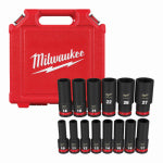 MILWAUKEE ELECTRIC TOOL CORP 14-Pc. Shockwave Deep 6-Point Metric Impact Socket Set, 1/2 In. Drive TOOLS MILWAUKEE ELECTRIC TOOL CORP