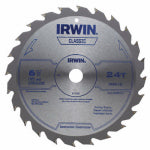 IRWIN Irwin 15120 Circular Saw Blade, 6-1/2 in Dia, 5/8 in Arbor, 24-Teeth, Carbide Cutting Edge, Applicable Materials: Wood TOOLS IRWIN   
