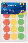 AVERY PRODUCTS CORPORATION Color Coding Labels, Assorted Neon Colors, Round, .75-In., 315-Ct. HOUSEWARES AVERY PRODUCTS CORPORATION