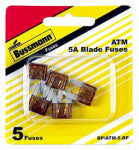 BUSSMANN Bussmann BP/ATM-5-RP Automotive Fuse, Blade Fuse, 32 V, 5 A, 1 kA Interrupt AUTOMOTIVE BUSSMANN   