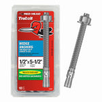 RED HEAD Red Head 12021 Wedge Anchor, 1/2 in Dia, 5-1/2 in L, Steel, Hot-Dipped Galvanized HARDWARE & FARM SUPPLIES RED HEAD
