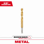 MILWAUKEE Milwaukee SHOCKWAVE 48-89-4621 Impact Drill Bit, 3/8 in Dia, 4.65 in OAL, Twist Flute, 1/4 in Dia Shank, Hex Shank TOOLS MILWAUKEE