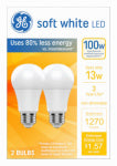 GE GE 93131322 LED Light Bulb, A19 Lamp, 100 W Equivalent, Medium Lamp Base, Non-Dimmable, Soft White/Warm White ELECTRICAL GE