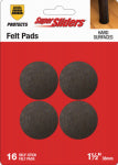 SHEPHERD HDWE. PROD., LLC. Super Sliders 1-1/2 In. Brown Round Felt Furniture Pads (16-Piece)