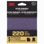 3M 3M 27366 Sandpaper Sheet, 3 in W, 3 in L, 220 Grit, Medium, Aluminum Oxide/Ceramic Abrasive, Cloth Backing