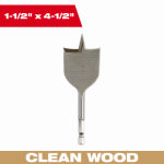 MILWAUKEE ELECTRIC TOOL CORP Wood Boring Flat Drill Bit, 4-1/2 x 1-1/2 In.