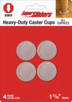 SHEPHERD HDWE. PROD., LLC. Super Slider 1-13/16" Round Clear Furniture Caster Cup. 4 Pack.