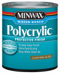 MINWAX Minwax Polycrylic 244444444 Polyurethane, Semi-Gloss, Liquid, Crystal Clear, 0.5 pt Can PAINT MINWAX