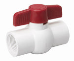 B&K LLC Threaded Ball Valve, White PVC, 2 In.