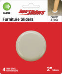 SHEPHERD HDWE. PROD., LLC. Super Sliders 2-1/4" Hard Round Beige 4 pack.