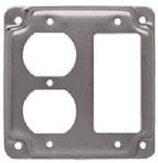 RACO INCORPORATED GFI & Duplex Receptacle Box Cover, Flat Corner, Exposed, Steel, 4 In.