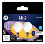 GE GE Industrial Solutions 28280 LED Bulb, Globe, G16.5 Lamp, 25 W Equivalent, E12 Lamp Base, Dimmable, Frosted ELECTRICAL GE