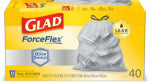 GLAD Glad 79008 Kitchen Trash Bag, L, 13 gal, Plastic, White CLEANING & JANITORIAL SUPPLIES GLAD   