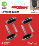 SHEPHERD HDWE. PROD., LLC. Super Sliders 1-1/16" Round Screw-on Furniture Glides Plastic, White, 4 Pack