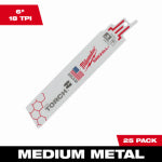 MILWAUKEE ELECTRIC TOOL CORP Sawzall The Torch Reciprocating Saw Blades, 18 TPI, 6 In., 25-Pk.