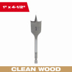 MILWAUKEE ELECTRIC TOOL CORP Flat Boring Spade Drill Bit, 1 x 4-1/2 In.