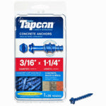ITW BRANDS Concrete Anchors, Hex Washer Head, 3/16 x 1-1/4 In., 25-Pk.