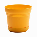 BLOEM Bloem SP1223 Planter, 12 in Dia, 10.8 in H, 12.3 in W, Saturn Design, Earthy Yellow, Matte LAWN & GARDEN BLOEM