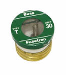 BUSSMANN Bussmann BP/T-30 Plug Fuse, 30 A, 125 V, 10 kA Interrupt, Time Delay Fuse, Plastic Body, Low Voltage ELECTRICAL BUSSMANN
