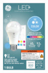 GE GE 93128968 LED Bulb, A21 Lamp, 60 W Equivalent, E26 Medium Lamp Base, Dimmable, Frosted, Daylight/RGB/Soft Light ELECTRICAL GE
