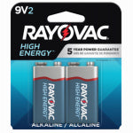 RAYOVAC High Energy 9 Volt (9V) Alkaline Batteries, 2 Pack ELECTRICAL RAYOVAC   