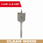 MILWAUKEE ELECTRIC TOOL CORP Flat Boring Spade Drill Bit, 1-1/4 x 4-1/2 In.