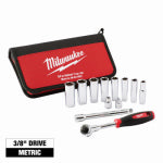 MILWAUKEE ELECTRIC TOOL CORP 12-Pc. Metric Deep-Well Ratchet & Socket Set, 3/8 In. Drive