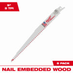 MILWAUKEE Milwaukee 48-00-5036 Reciprocating Saw Blade, Applicable Materials: Nail-Embedded Wood, 3/4 in W, 9 in L, 5 TPI TOOLS MILWAUKEE