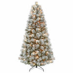 PULEO ASIA LIMITED Artificial Cashmere Pre-Lit Christmas Tree, 250 Dual-Color Lights, 6 Ft.
