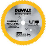 DEWALT DEWALT DW9153 Circular Saw Blade, 6-1/2 in Dia, 5/8 in Arbor, 90-Teeth, Steel Cutting Edge TOOLS DEWALT