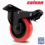 SHEPHERD HDWE. PROD., LLC. 4 in. Red Polyurethane and Black Swivel Plate Caster with Locking Brake