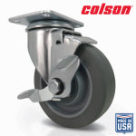 SHEPHERD HDWE. PROD., LLC. 4 in. Gray TPR and Steel Swivel Plate Caster with Locking Brake HARDWARE & FARM SUPPLIES SHEPHERD HDWE. PROD., LLC.