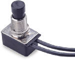 GB Gardner Bender GSW-21 Pushbutton Switch, 4/8/10 A, 125/250 V, SPST, Lead Wire Terminal, Plastic Housing Material, Chrome
