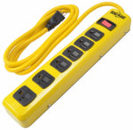YELLOW JACKET CCI 5139N Power Outlet Strip, 6 ft L Cable, 6 -Socket, 15 A, 125 V, Yellow