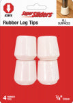 SHEPHERD HDWE. PROD., LLC. Super Slider Tips 7/8 inch Rubber White 4 Pc